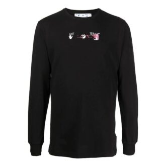 Off-White Men’ s SS22 Arrow Pattern Printing Long Sleeves Black T-Shirt