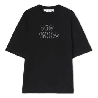 Off-White Men’ s SS22 Arrow Pattern Printing Round Neck Pullover Short Sleeve Loose Fit Black T-Shirt