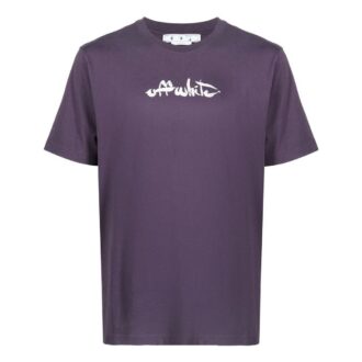 Off-White Men’ s SS22 Arrow Pattern Printing Round Neck Short Sleeve Loose Fit Purple T-Shirt