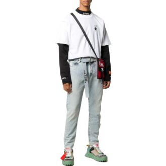 Off-White Men’ s SS22 Arrow Printing Loose Short Sleeve White T-Shirt