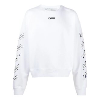 Off-White Men’ s SS22 Back Arrow Printing Round Neck Long Sleeves Loose Fit White