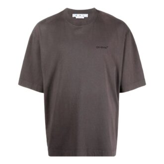 Off-White Men’ s SS22 Back Classic Logo Printing Round Neck Short Sleeve Ordinary Version Brown T-Shirt