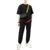 Off-White Men’ s SS22 Back Logo Printing Bundle Feet Sports Pants/Trousers/Joggers Black