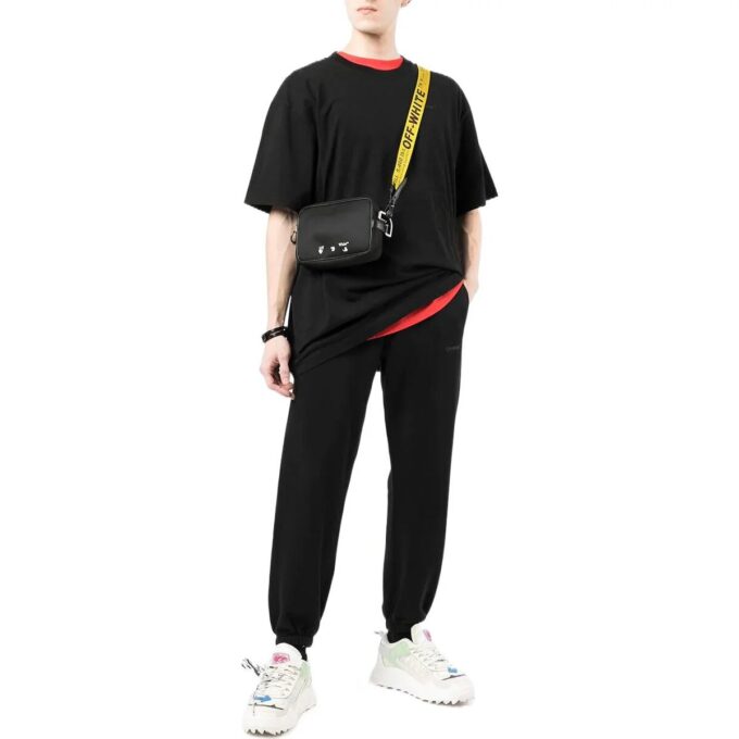 Off-White Men’ s SS22 Back Logo Printing Bundle Feet Sports Pants/Trousers/Joggers Black