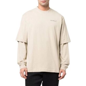 Off-White Men’ s SS22 Back Painting Printing Long Sleeves Loose Fit T-Shirt