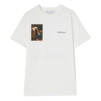 Off-White Men’ s SS22 Back Painting Printing Round Neck Short Sleeve White T-Shirt