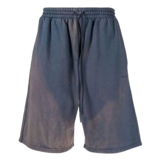 Off-White Men’ s SS22 Bleach Drawstring Lacing Straight Shorts Ordinary Version Blue