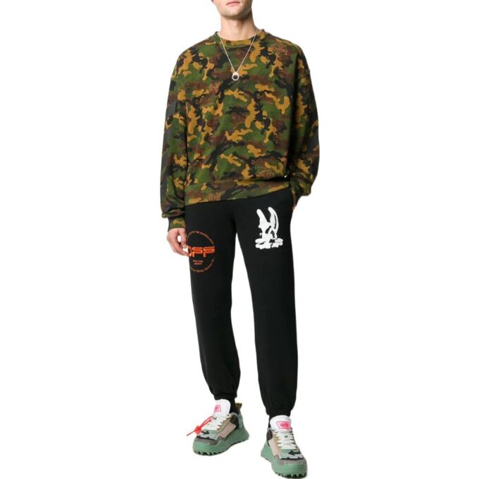 Off-White Men’ s SS22 Camouflage Printing Round Neck Pullover Version Green