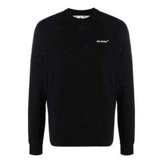 Off-White Men’ s SS22 Caravaggio Arrow Alphabet Long Sleeves Loose Fit Black T-Shirt