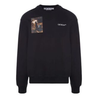 Off-White Men’ s SS22 Character Logo Printing Round Neck Long Sleeves Black