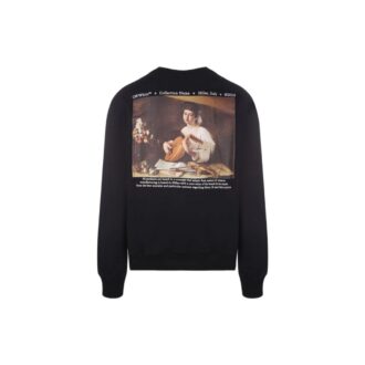 Off-White Men’ s SS22 Character Logo Printing Round Neck Long Sleeves Black