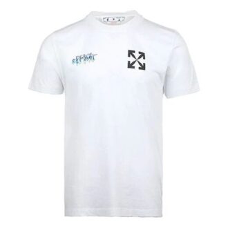 Off-White Men’ s SS22 Chest Classic Arrow Alphabet Printing Short Sleeve White T-Shirt