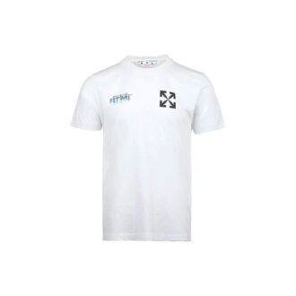 Off-White Men’ s SS22 Chest Classic Arrow Alphabet Printing Short Sleeve White T-Shirt