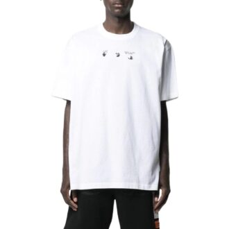 Off-White Men’ s SS22 Chest Printing Round Neck Pullover Short Sleeve White T-Shirt