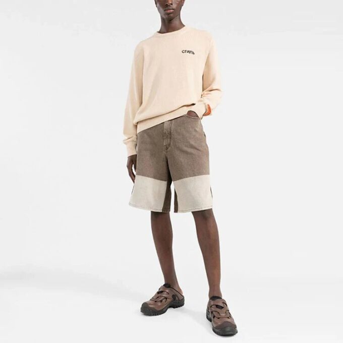 Off-White Men’ s SS22 Colorblock High Waist Casual Denim Shorts Colorblock