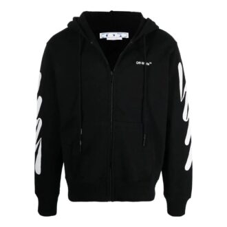 Off-White Men’ s SS22 Diagonal Stripes Printing Zipper Jacket Version Black