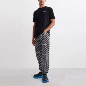 Off-White Men’ s SS22 Full Print Arrow Pattern Alphabet Sports Pants/Trousers/Joggers Black