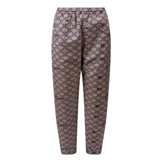 Off-White Men’ s SS22 Full Print Pattern Alphabet Sports Pants/Trousers/Joggers Beige