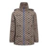 Off-White Men’ s SS22 Geometry Full Print Zipper Hooded Jacket Loose Fit Beige