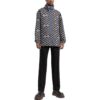 Off-White Men’ s SS22 Geometry Pattern Full Print Stand Collar Hooded Jacket Version Autumn Black
