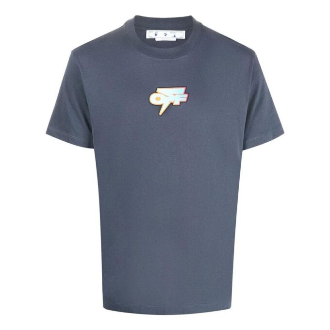 Off-White Men’ s SS22 Gradient Logo Printing Round Neck Short Sleeve Ordinary Version Gray T-Shirt