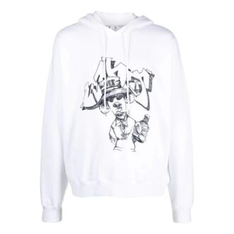 Off-White Men’ s SS22 Graffiti Printing Drawstring Loose Fit White