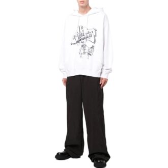 Off-White Men’ s SS22 Graffiti Printing Drawstring Loose Fit White