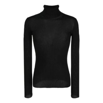 Off-White Men’ s SS22 Helvet Ribbed Slim Fit Wool Sweater Black