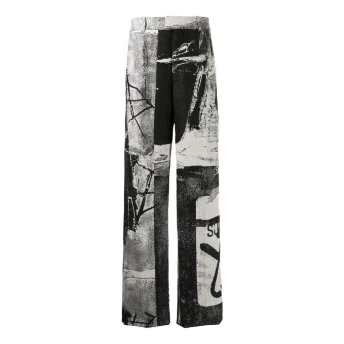 Off-White Men’ s SS22 Ink High Waist Straight Casual Pants/Trousers Loose Fit