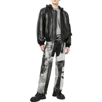 Off-White Men’ s SS22 Ink High Waist Straight Casual Pants/Trousers Loose Fit