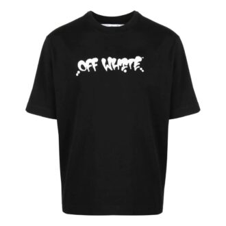 Off-White Men’ s SS22 Logo Alphabet Printing Short Sleeve Black T-Shirt