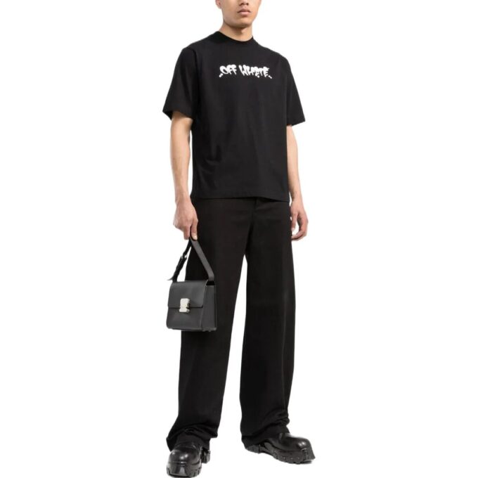 Off-White Men’ s SS22 Logo Alphabet Printing Short Sleeve Black T-Shirt