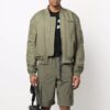 Off-White Men’ s SS22 Logo Embroidered Ribbed Collar Aviator Jacket Military Green