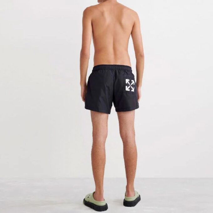 Off-White Men’ s SS22 Logo Printing Elastic Waistband Black Straight Shorts