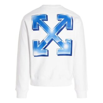 Off-White Men’ s SS22 Logo Printing Round Neck Pullover Hoodless Loose Fit White