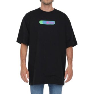 Off-White Men’ s SS22 Logo Printing Round Neck Pullover Short Sleeve Loose Fit Black T-Shirt