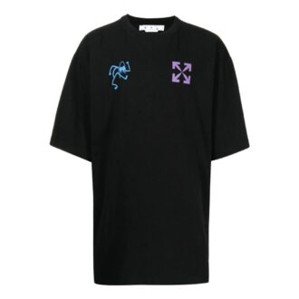 Off-White Men’ s SS22 Logo Printing Round Neck Short Sleeve Black T-Shirt