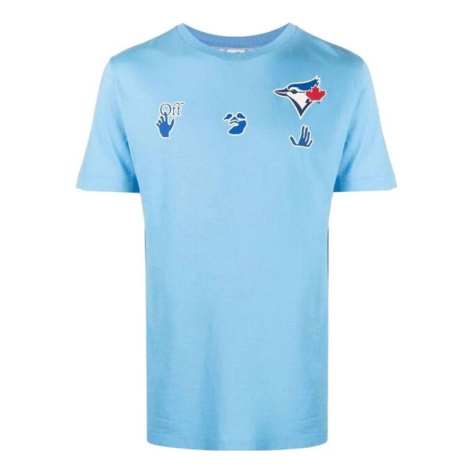 Off-White Men’ s SS22 Logo Printing Short Sleeve Blue T-Shirt