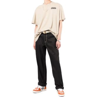 Off-White Men’ s SS22 Logo Printing Short Sleeve Light Brown T-Shirt