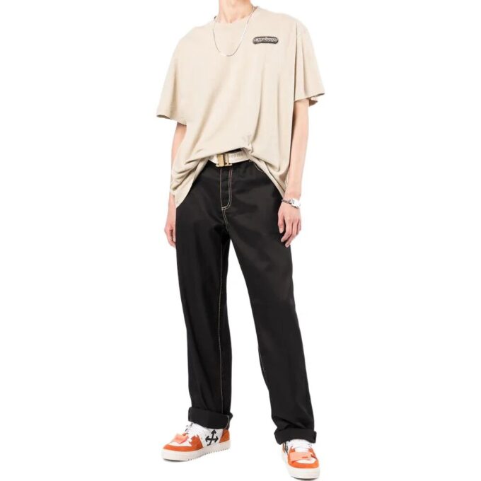 Off-White Men’ s SS22 Logo Printing Short Sleeve Light Brown T-Shirt