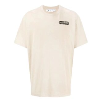 Off-White Men’ s SS22 Logo Printing Short Sleeve Loose Fit Light Brown T-Shirt