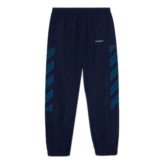 Off-White Men’ s SS22 Logo Stripe Printing Casual Sports Pants/Trousers/Joggers Navy Blue
