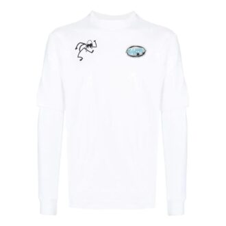 Off-White Men’ s SS22 Minimalistic Graffiti Printing Long Sleeves Version White T-Shirt