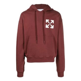 Off-White Men’ s SS22 Pattern Logo Hooded Long Sleeves Version Wine Red