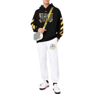 Off-White Men’ s SS22 Pattern Printing Hooded Long Sleeves Version Black