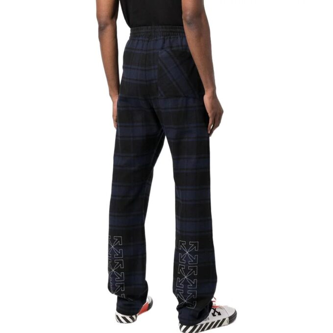 Off-White Men’ s SS22 Plaid Casual Pants/Trousers Blue Black
