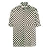 Off-White Men’ s SS22 Plaid Full Print Lapel Short Sleeve Loose Fit Green Shirt