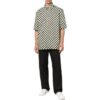 Off-White Men’ s SS22 Plaid Full Print Lapel Short Sleeve Loose Fit Green Shirt