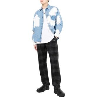 Off-White Men’ s SS22 Plaid Straight Casual Pants/Trousers Black