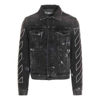 Off-White Men’ s SS22 Printing Denim Jacket Black